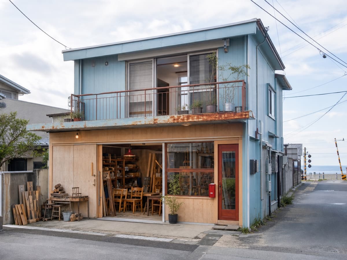 日向、駅と海のあいだの住居兼アトリエの外観または室内写真